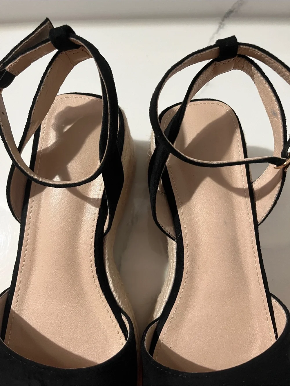 Amazon Black Platform Espadrille Wedge Sandals with Ankle Strap